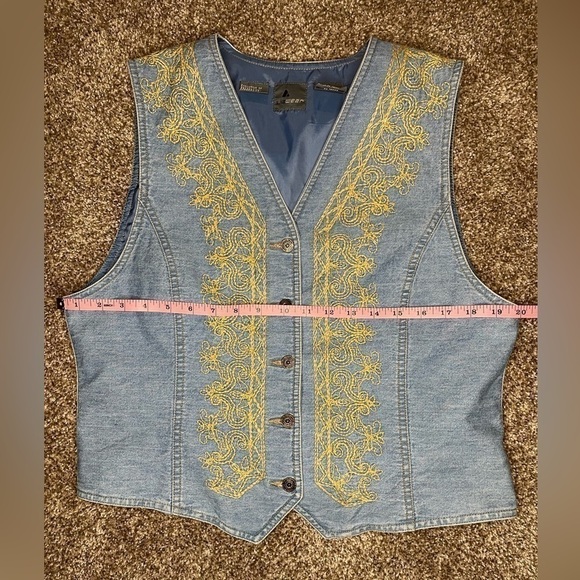 Vintage Lizwear Denim Vest | Western Boho 90s Y2K Vibes | Size Large - Picture 9 of 10